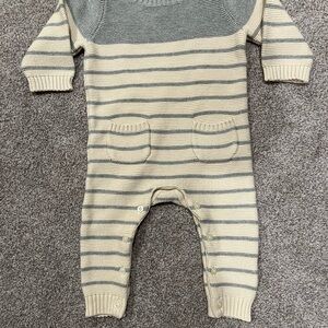 GAP Gray and Cream Striped Kids Footie